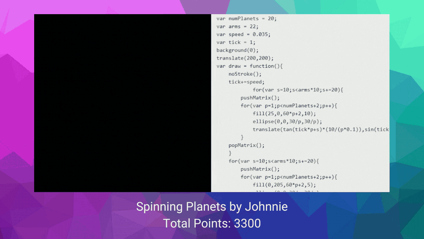 Spinning Planets Code Project by Johnnie